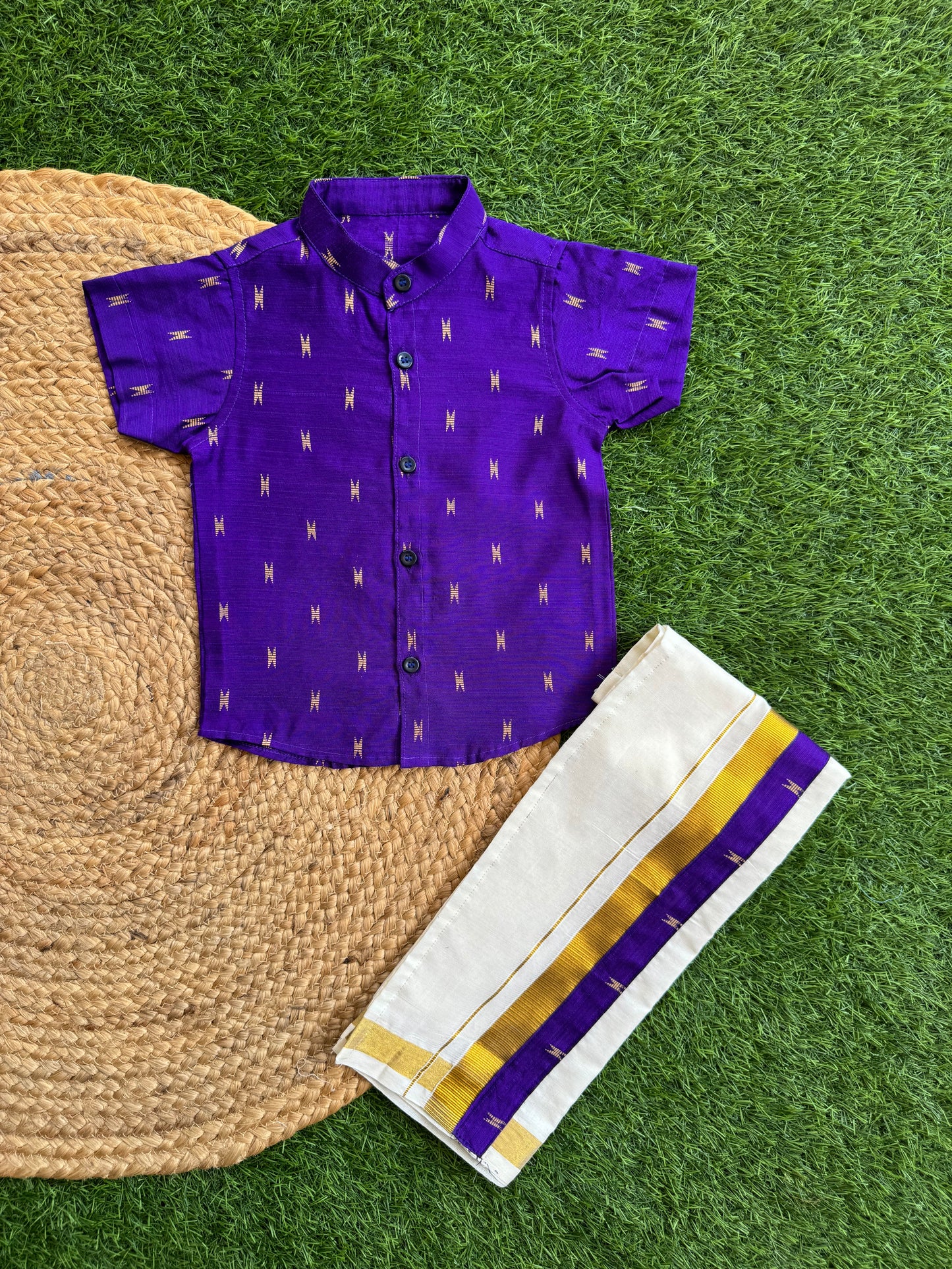 Cotton Printed Shirt And Dhoti Set - Design 2