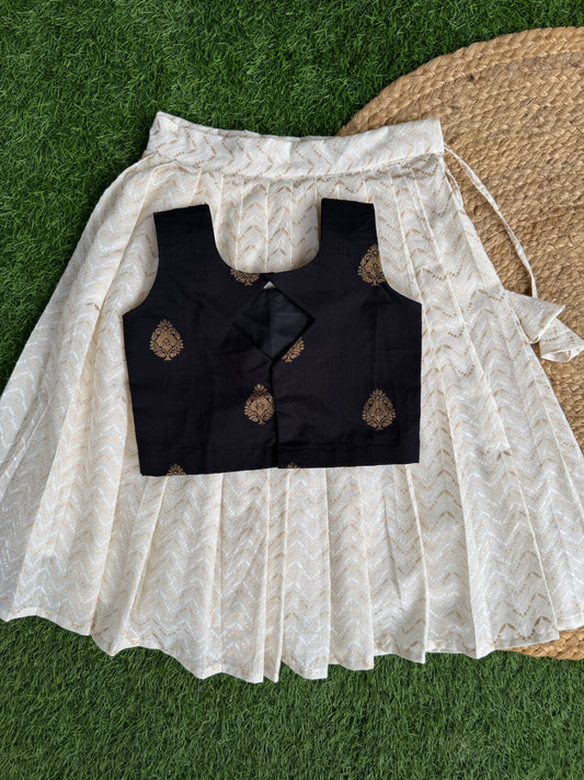Black Brocade Skirt And Top Set