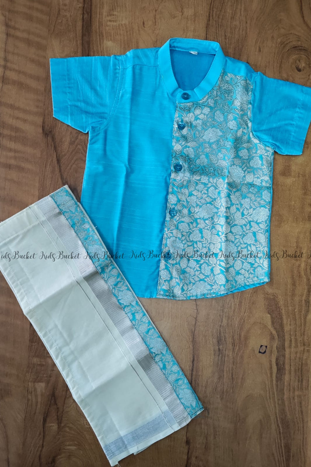 one side brocade mix shirt and dhoti - KBBSB002