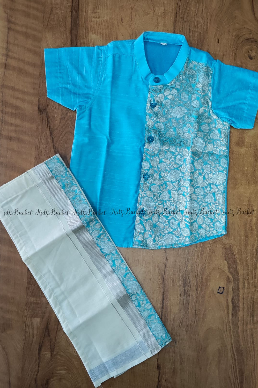 one side brocade mix shirt and dhoti - KBBSB002