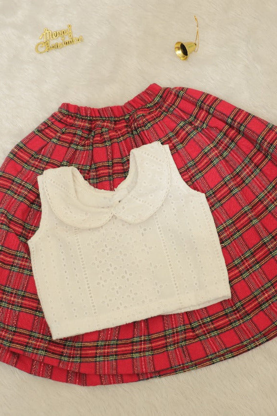 Hakoba Top and Check Skirt - KBGXS012