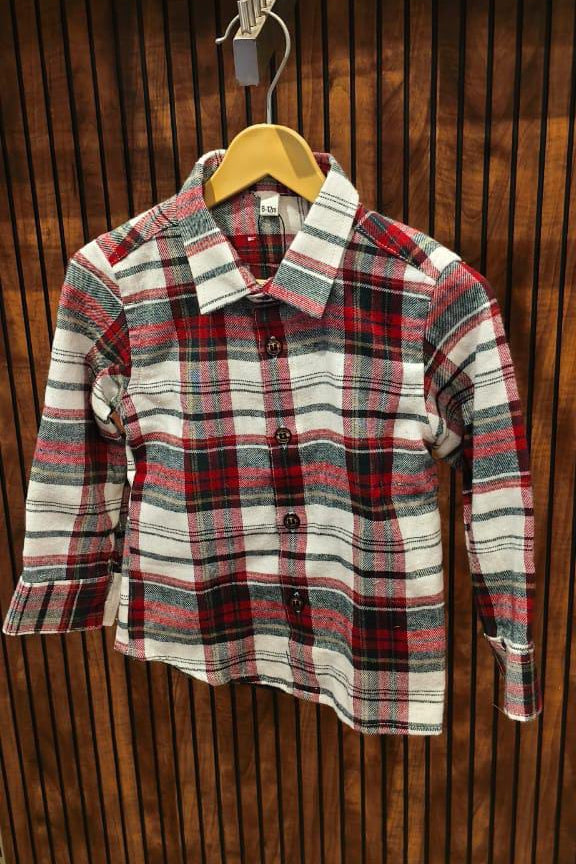 Red & White Winter Checks Shirt - KBBXS016