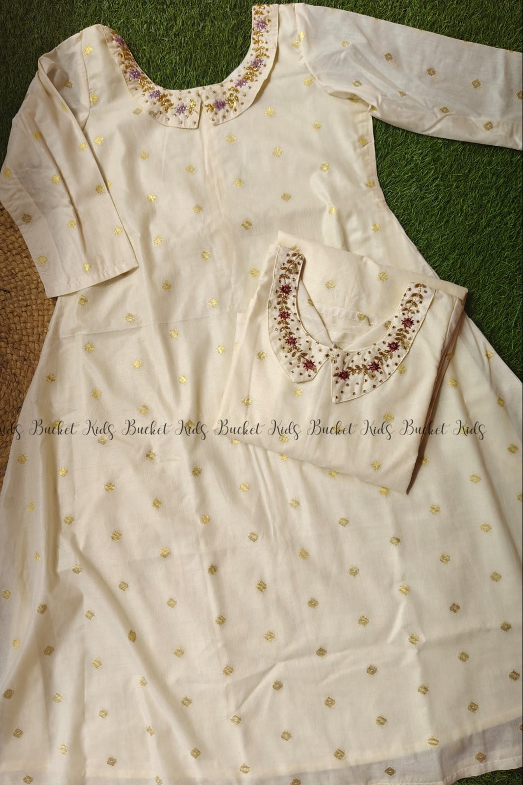 Polka Print Peter Pan Colar Kurti - RDHC005