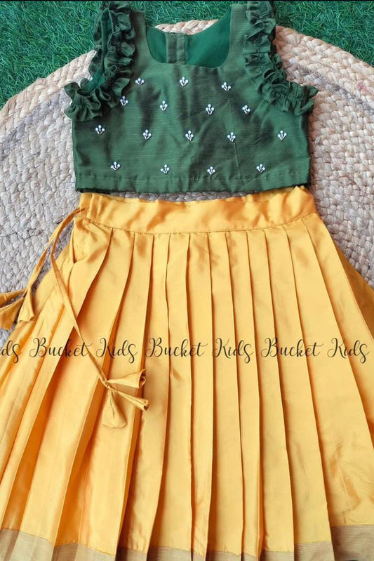 Little Mango Frill Sleeve Pattupavada - KBGP020