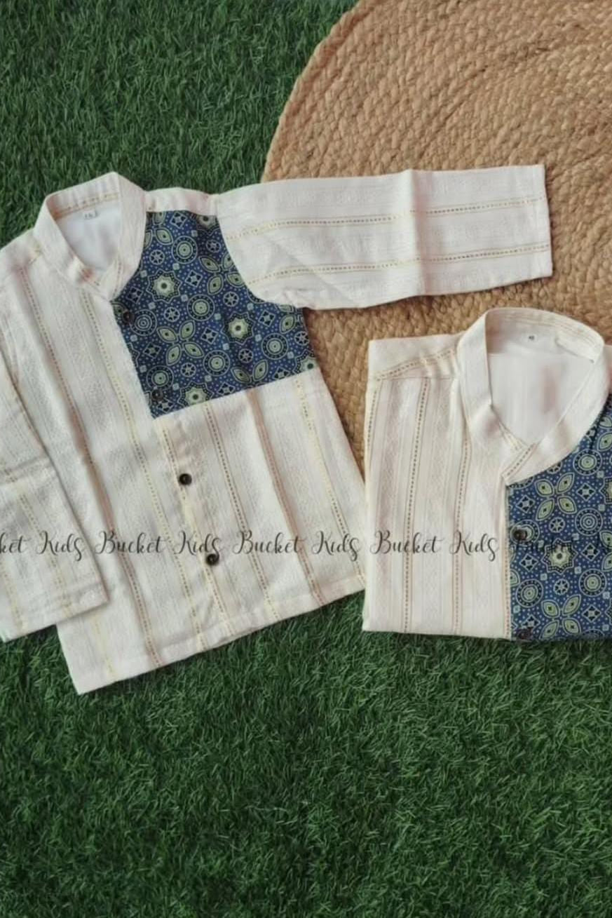 Neel Ajrakh Mix Shirt & Dhoti - KBSATC007