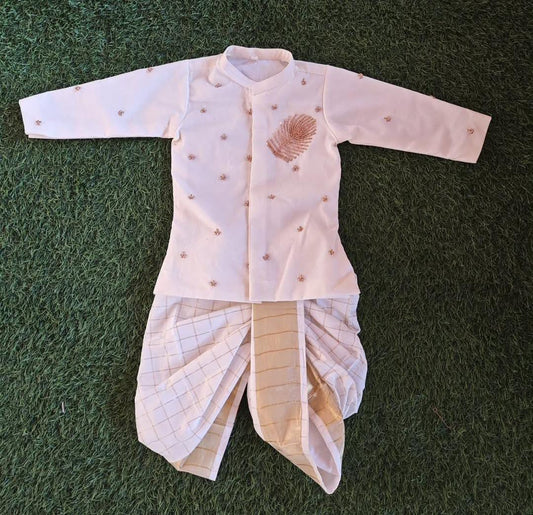 One Side Cotton Peacock Feather HW Kurta & DP - KBBK008