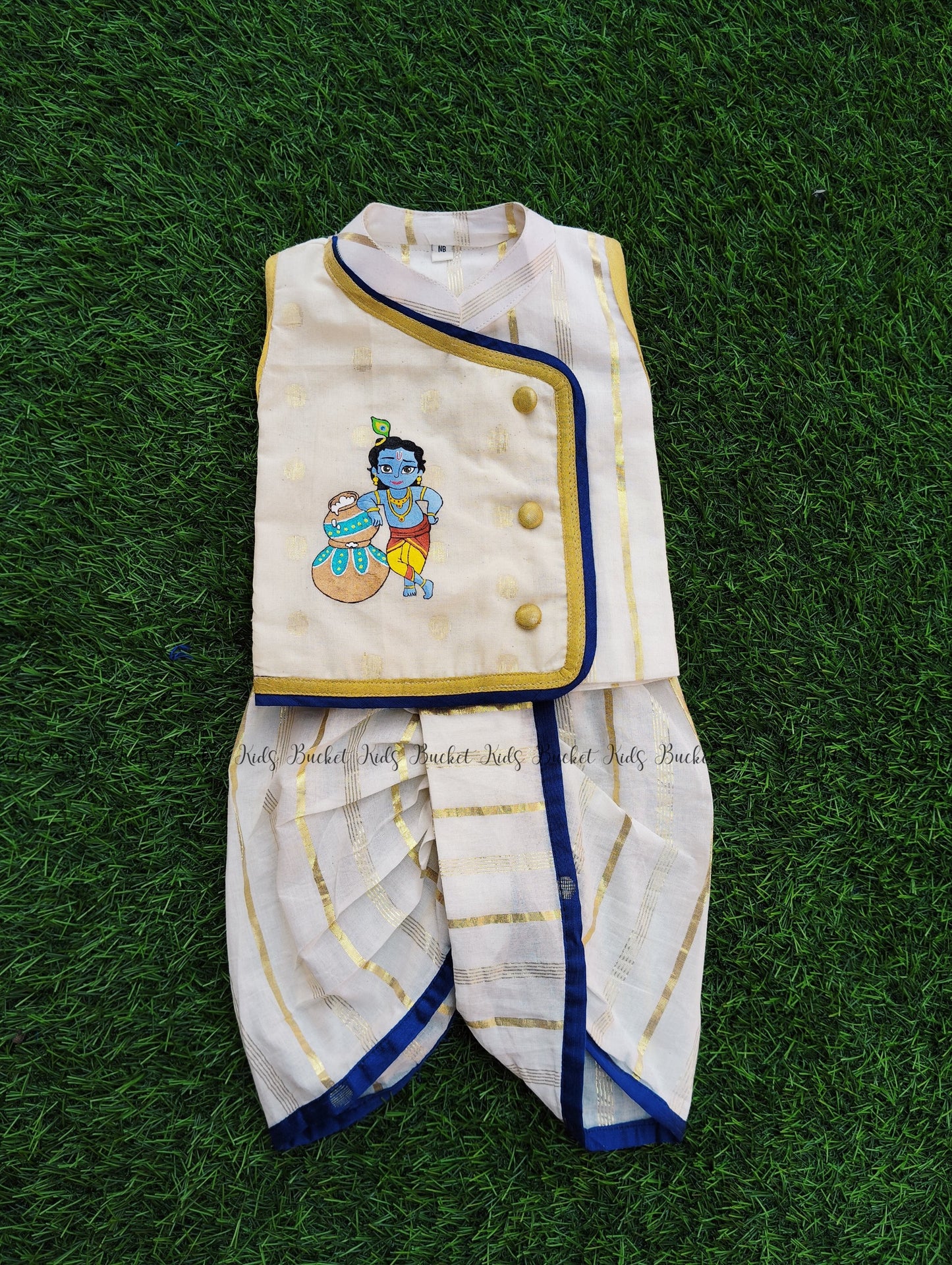 Half Inch Stripes Border kurta and dhoti  - KBBHK004