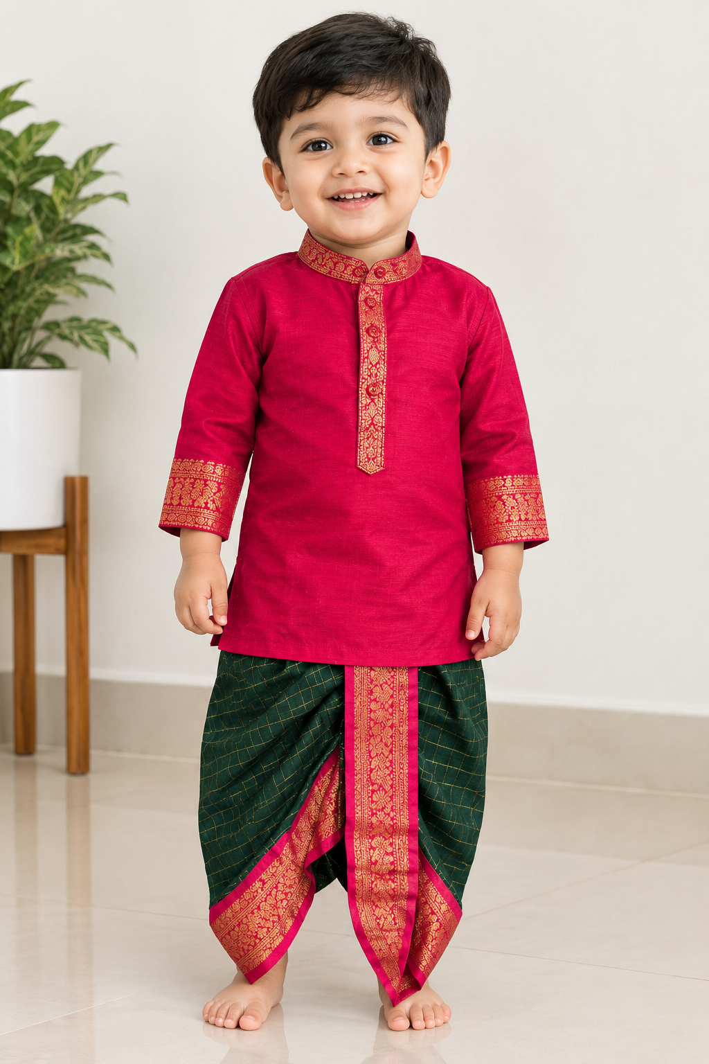 Cotton Kurtha And Dhoti Set-RDKBCK-10067
