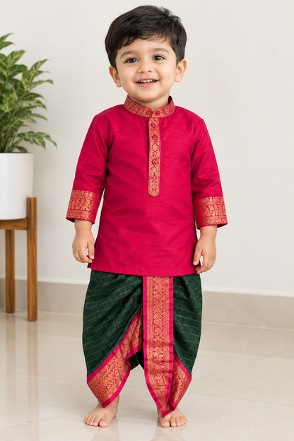 Cotton Kurtha And Dhoti Set-RDKBCK-10067