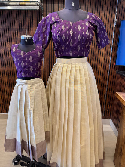 Purple Grace Brocade Top And Skirt Set