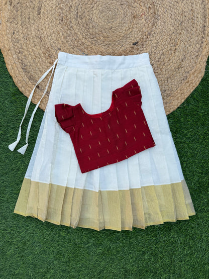 Classic Cotton Print Top And Skirt Set
