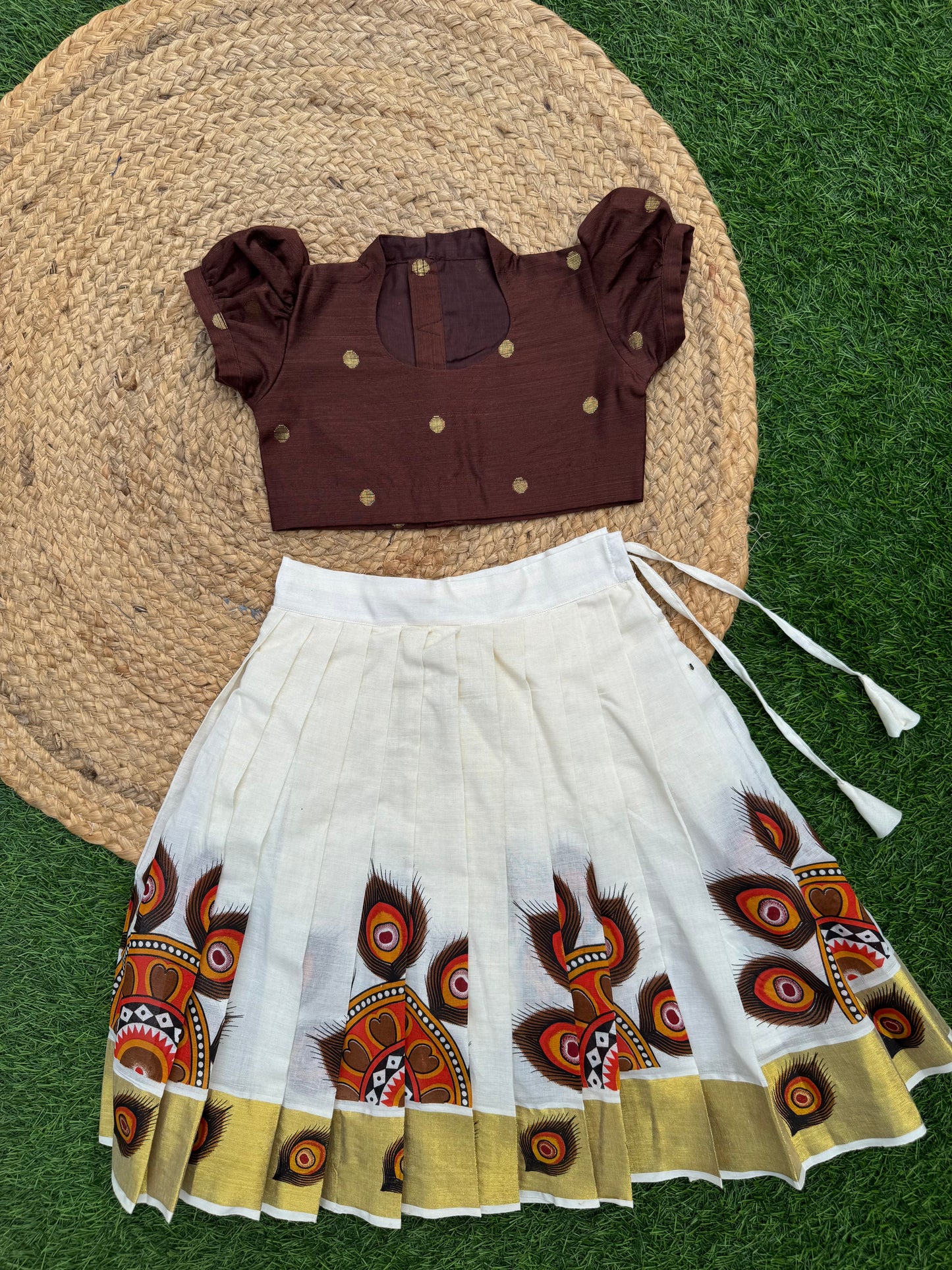 Polka -Doted Design Top And Skirt Set - RD