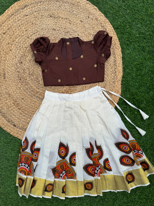Polka -Doted Design Top And Skirt Set
