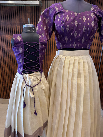 Purple Grace Brocade Top And Skirt Set