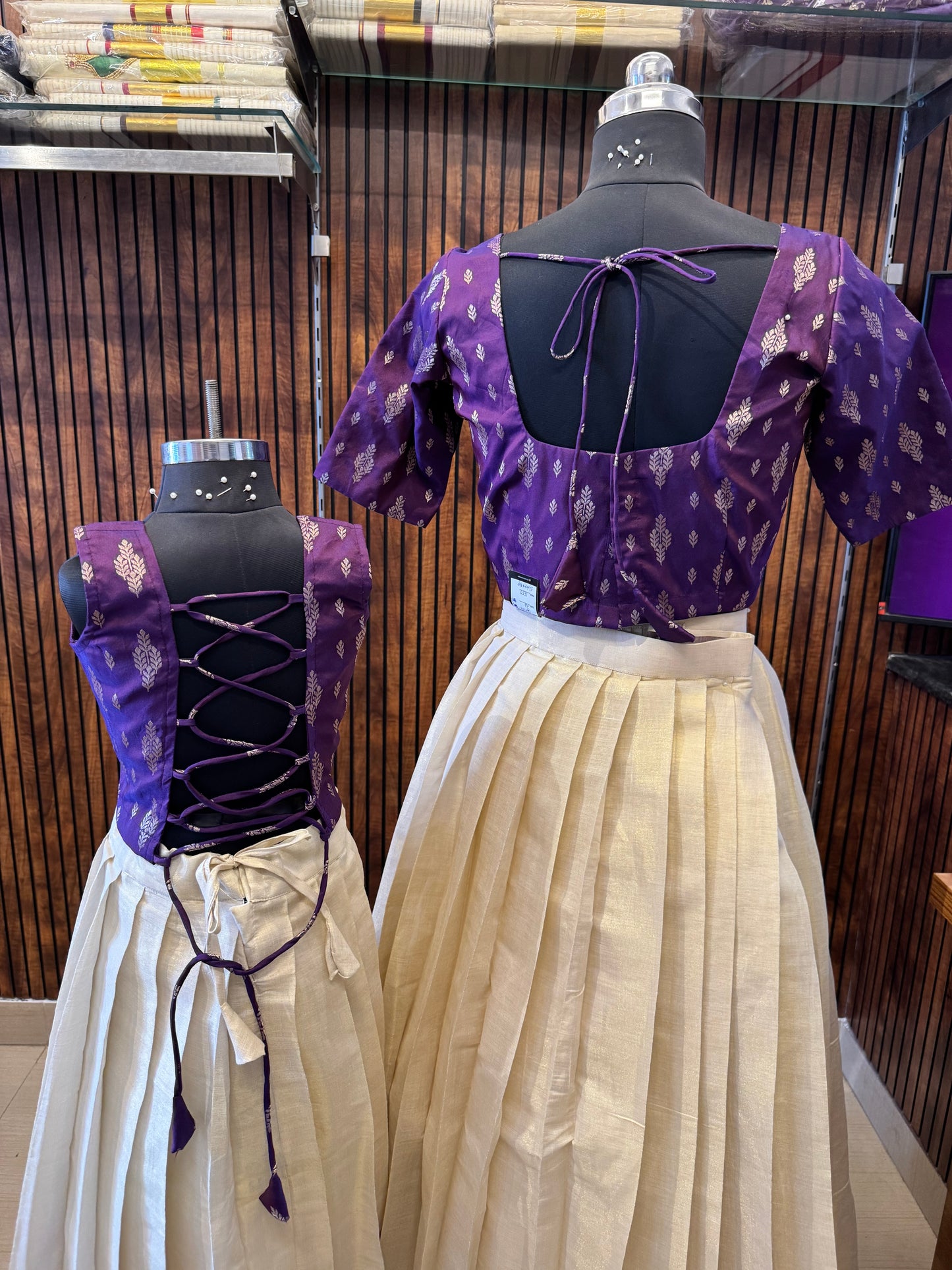 Purple Grace Brocade Top And Skirt Set