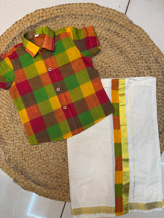 Madras check shirt and dhoti - Design 1 - KBBS100-1