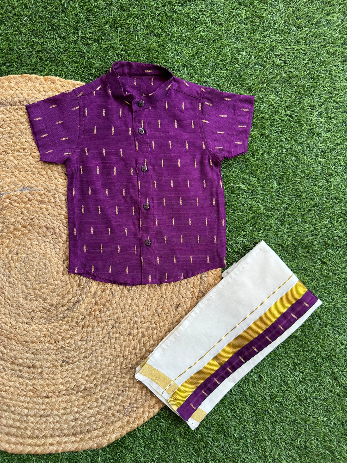 Cotton Printed Shirt And Dhoti Set - Design 1