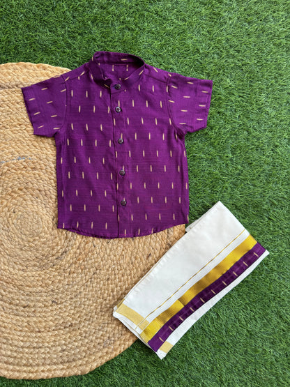 Cotton Printed Shirt And Dhoti Set - Design 1