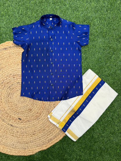 Cotton Printed Shirt And Dhoti Set - Design 1