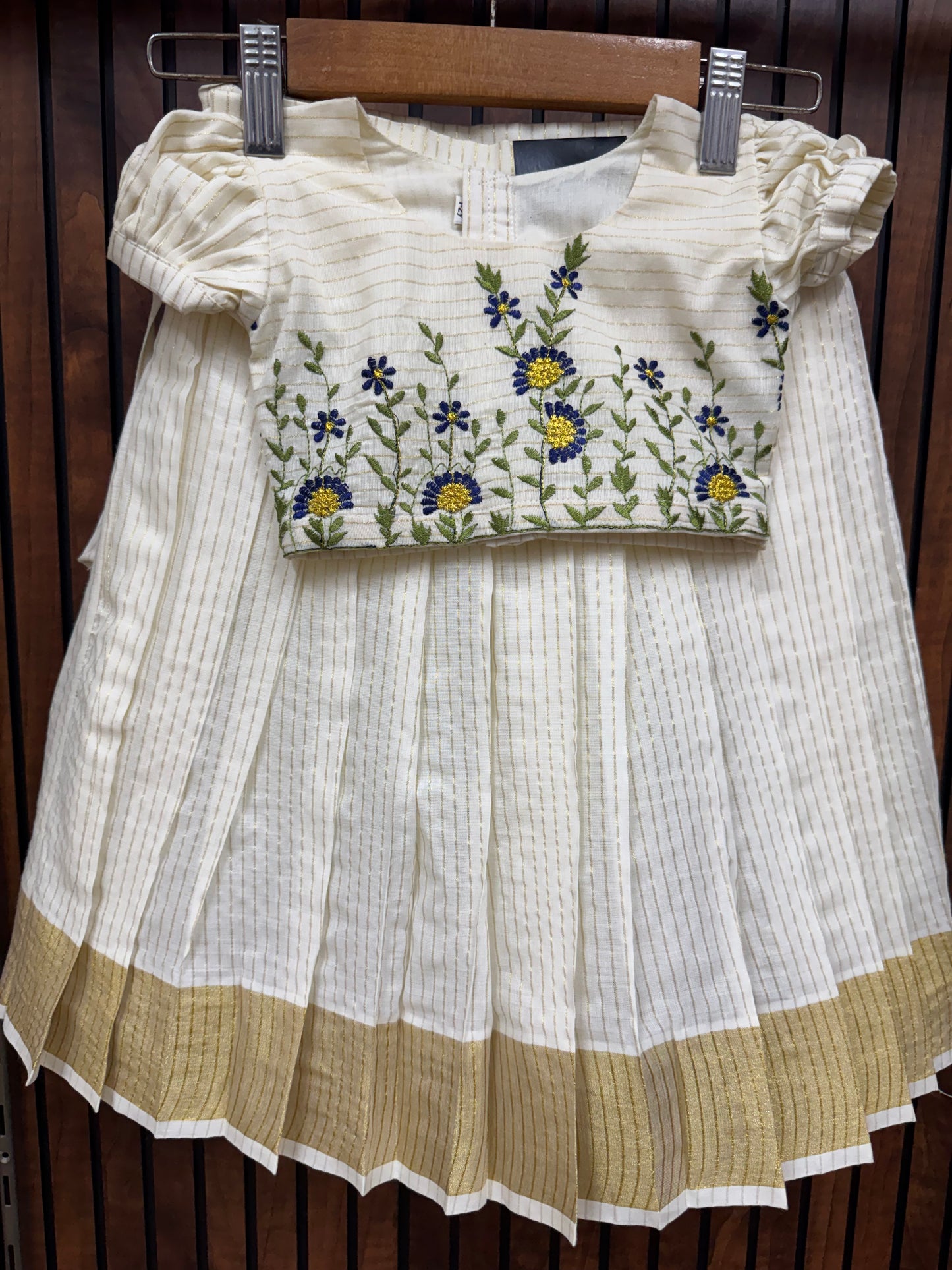 Floral Embroidery Skirt & Crop Top