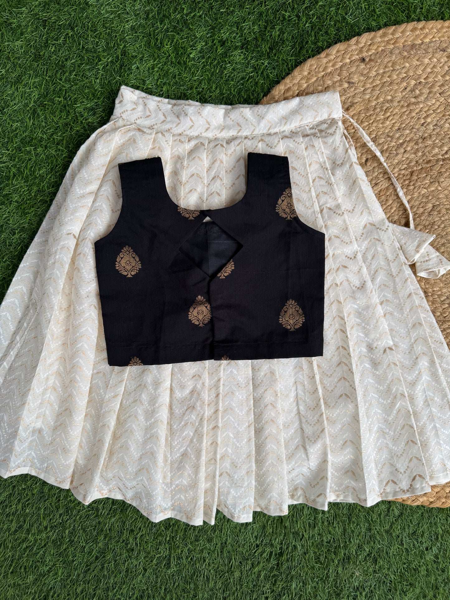 Black Brocade Skirt And Top Set