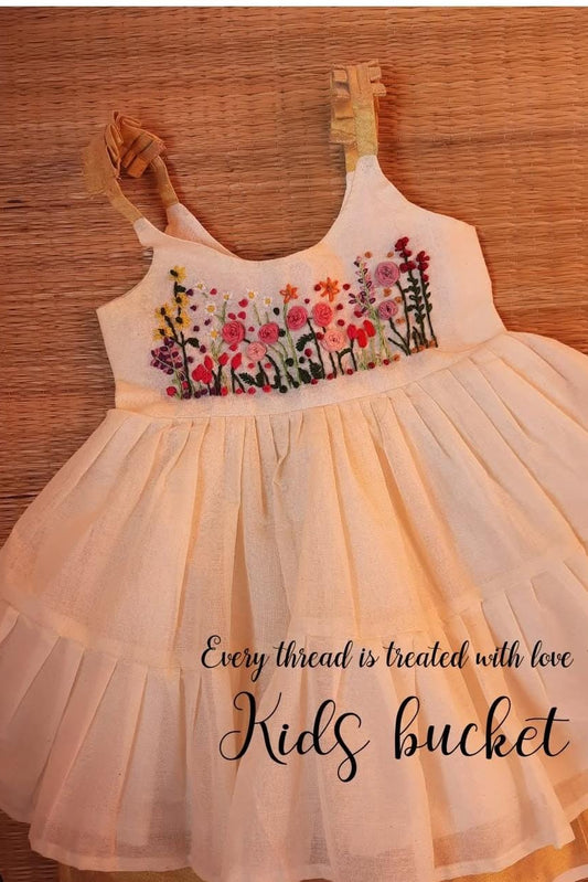 Little Floral Handloom Frock - KBGF009