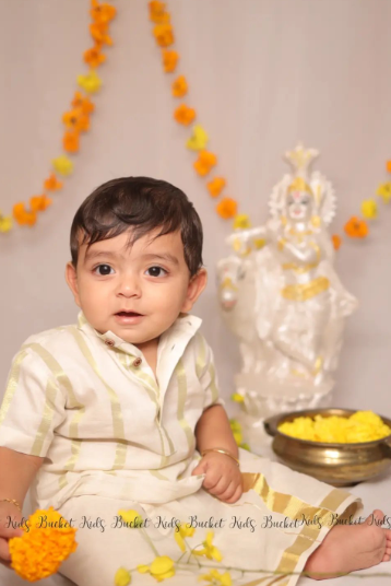 Half Inch Stripes Shirt & Dhoti - KBBSD013