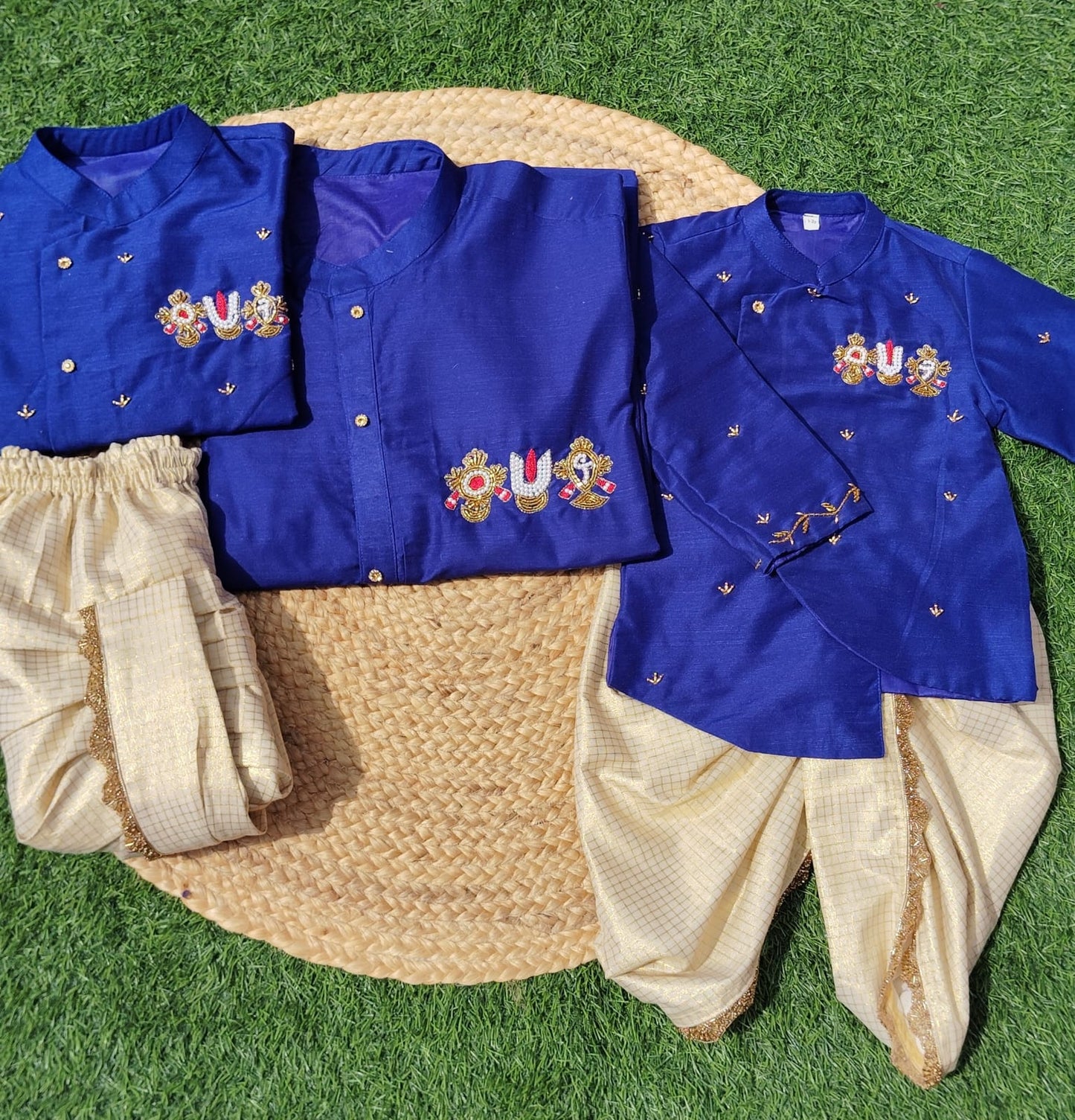 Lord Venkateshwara Themed Kurtha & Dhoti Sets-KBBHK012