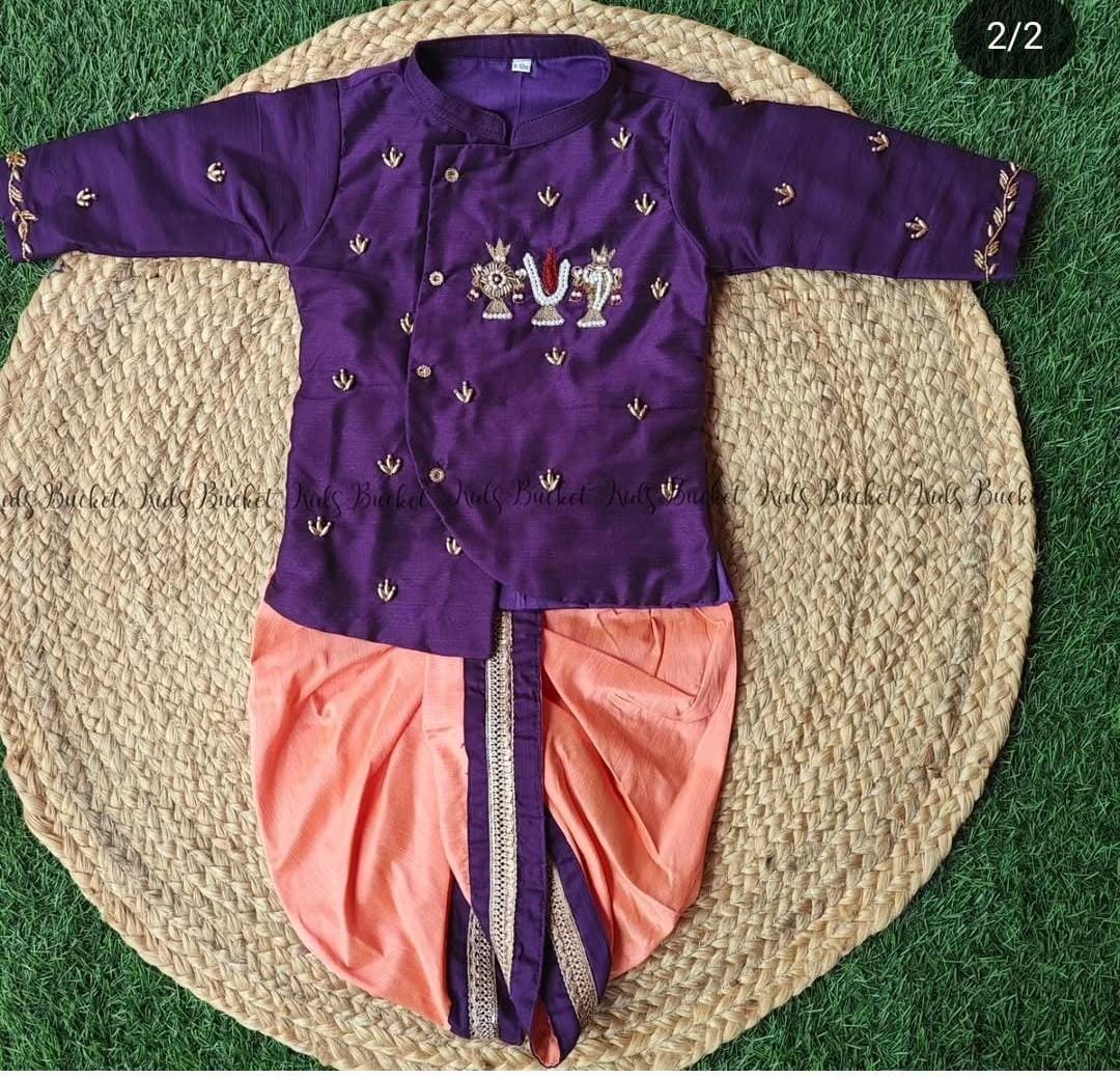 Lord Venkateshwara Themed Kurtha & Dhoti Sets-KBBHK012