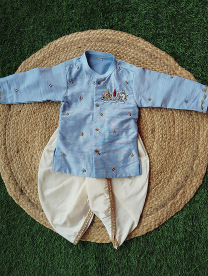 Lord Venkateshwara Themed Kurtha & Dhoti Sets-KBBHK012