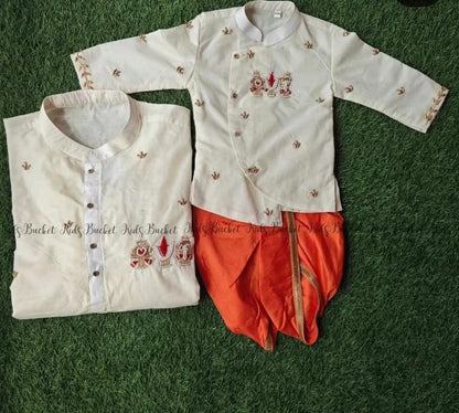 Lord Venkateshwara Themed Kurtha & Dhoti Sets-KBBHK012