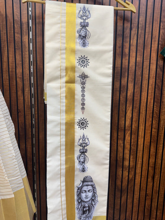 Printed Dhoti - Sivan