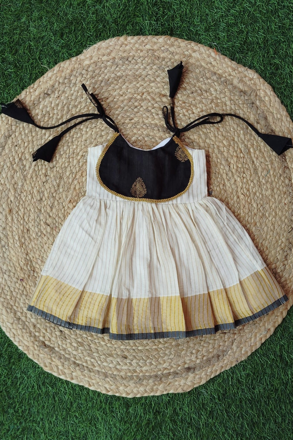 Nila Black & Gold Kasavu Frock - KBGKF007