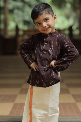 Ikat Red  Kurta And Doti Set