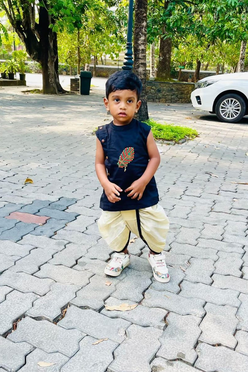 Peacock Feather Kurta and Dhothi Pants - KBBHK001