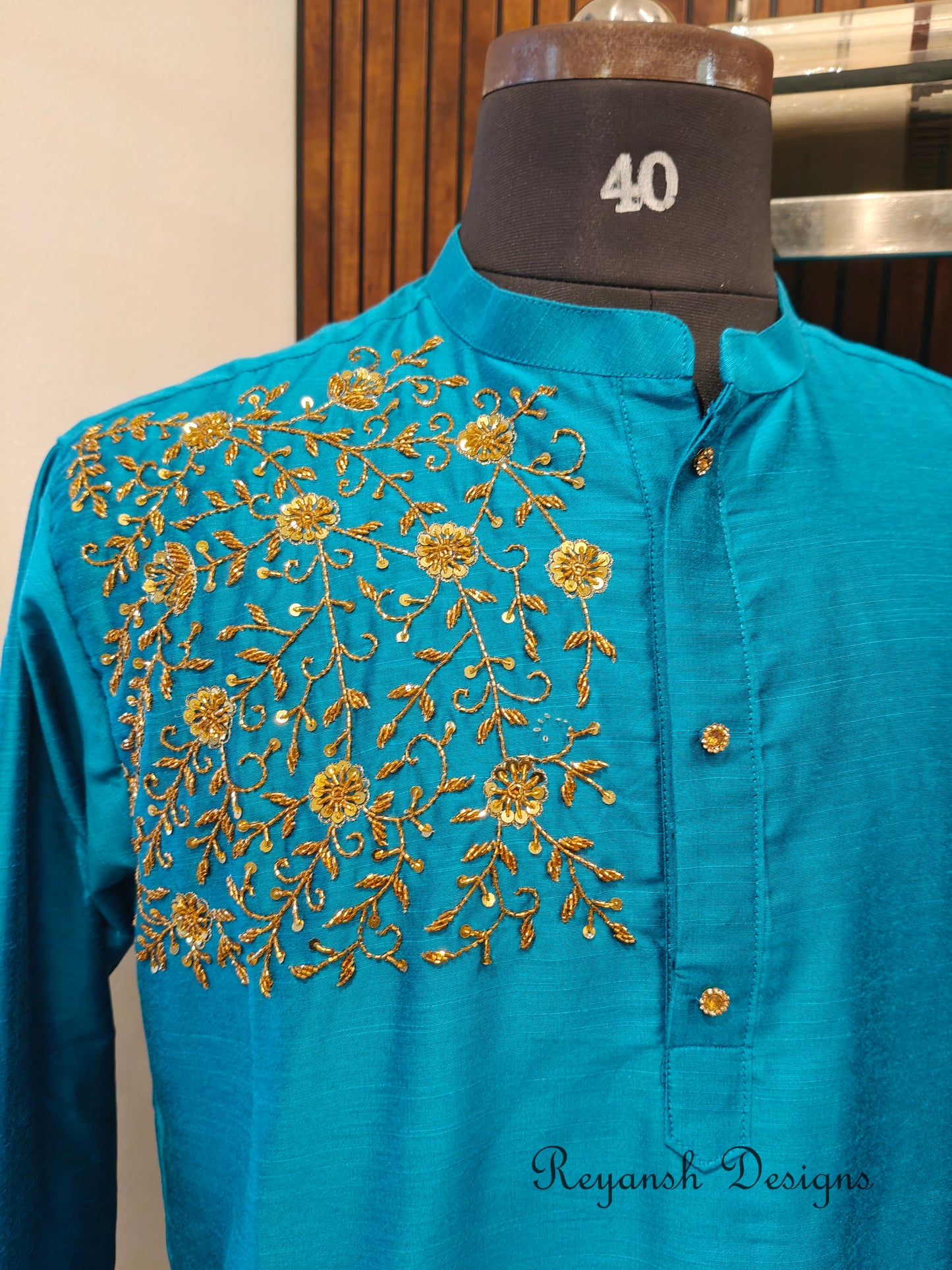 Floral Hand Work Kurtha Only - Dad & Son