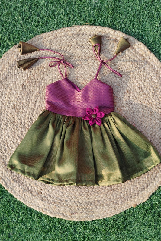 Banasari Flower Tie Frock - KBGF012