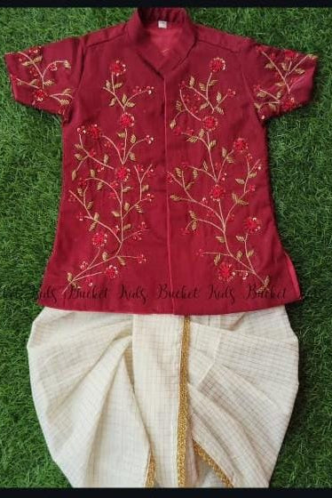 Thread Embroidery Kurta and Dhoti Pant-KBBHK004