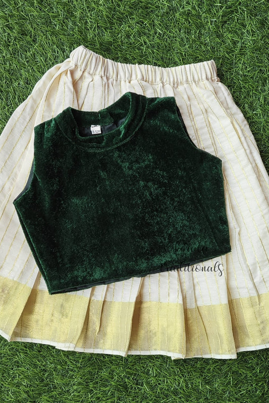 Haltre Neck Top & Golden Stripes Skirt - KBGPG015