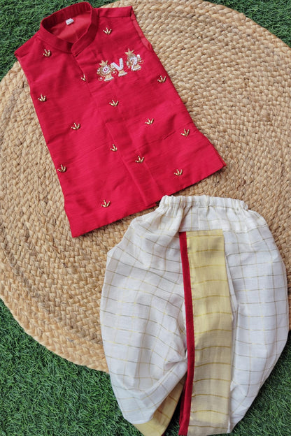 Lord Venkateswara Themed Hand Work Kurtha - KBBHKB006