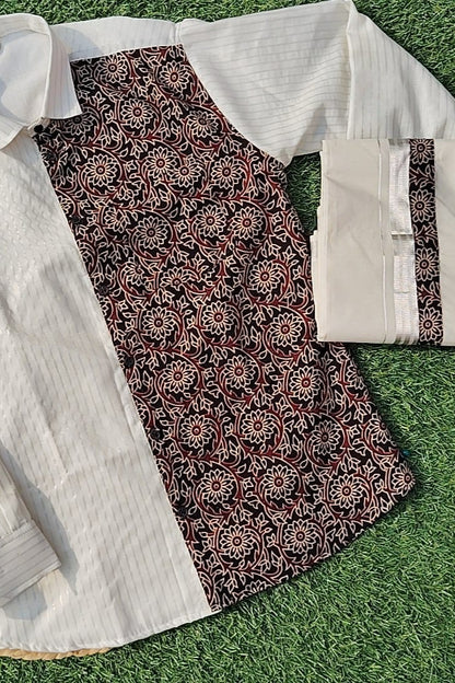 Stripes with Ajrak Mix Shirt and Mundu - KBSATC007