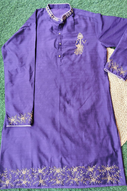 Peacock and Vel With Letter work kurta - KBBHVK021