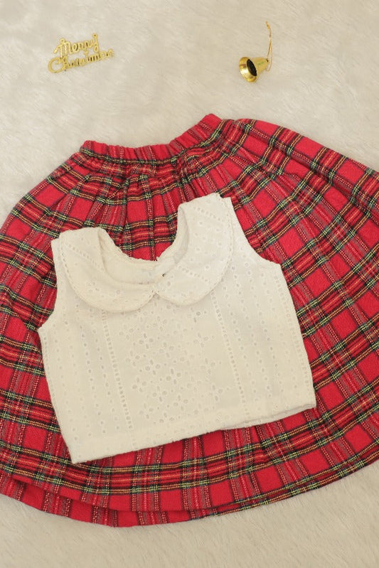 Hakoba Top and Check Skirt - KBGXS012