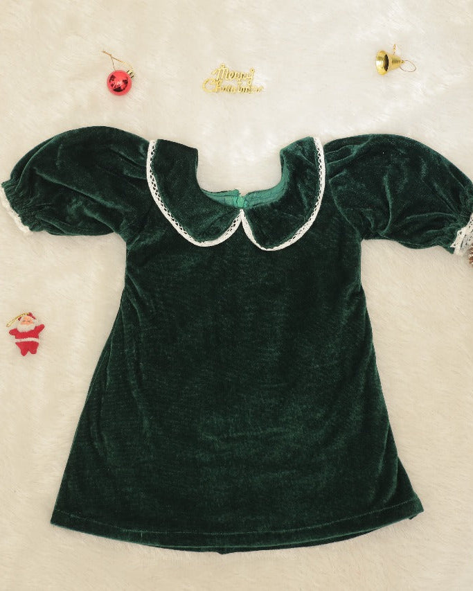 Velvet Aline Frock with Peter Pan Collar - KBGXF002