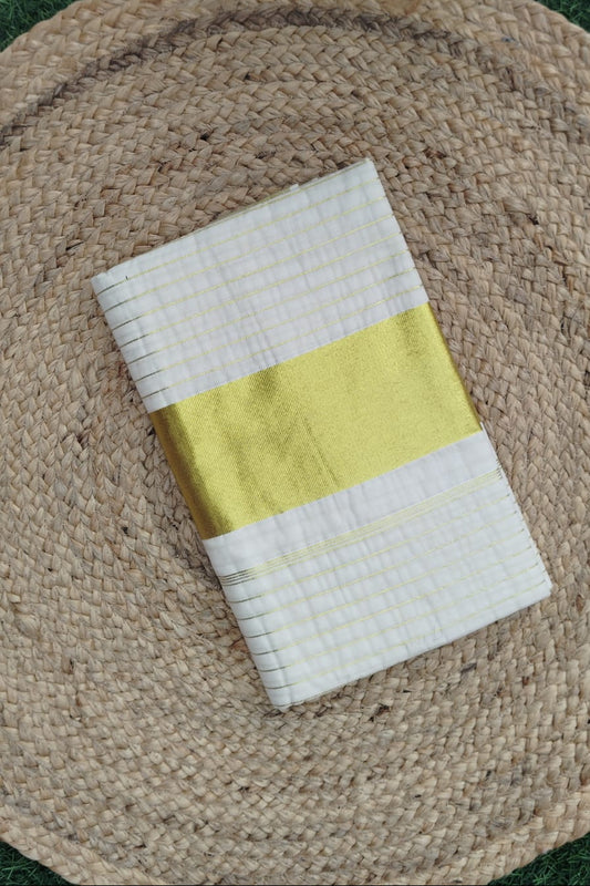 Soft Gold Line Cotton Kasavu Saree