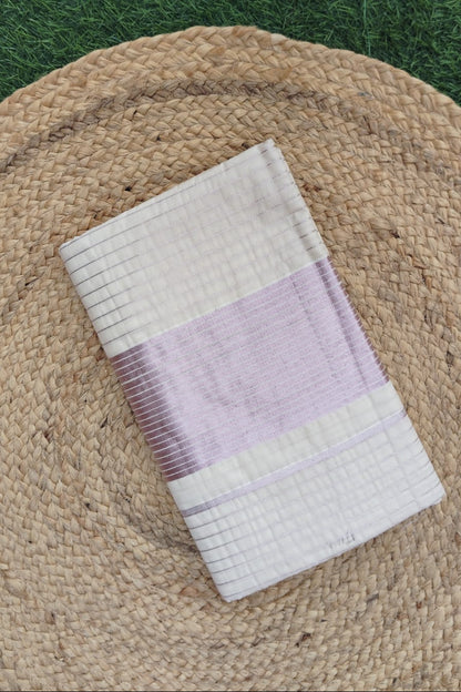 Rose Gold Line Cotton Kasavu Saree