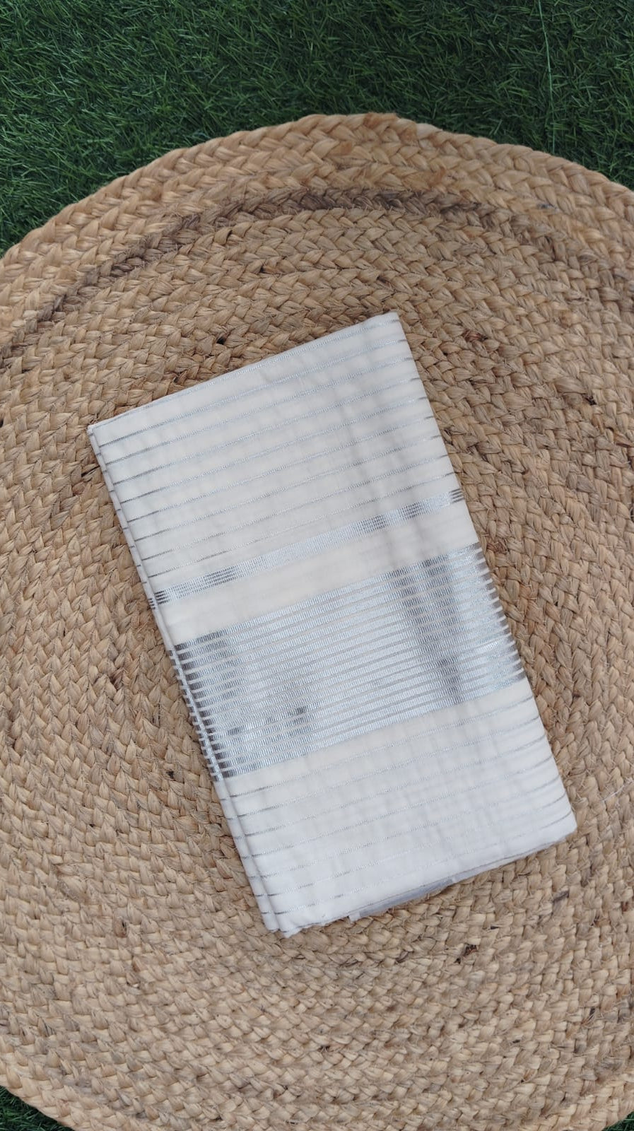 Elegant Silver Line Cotton Kasavu Saree