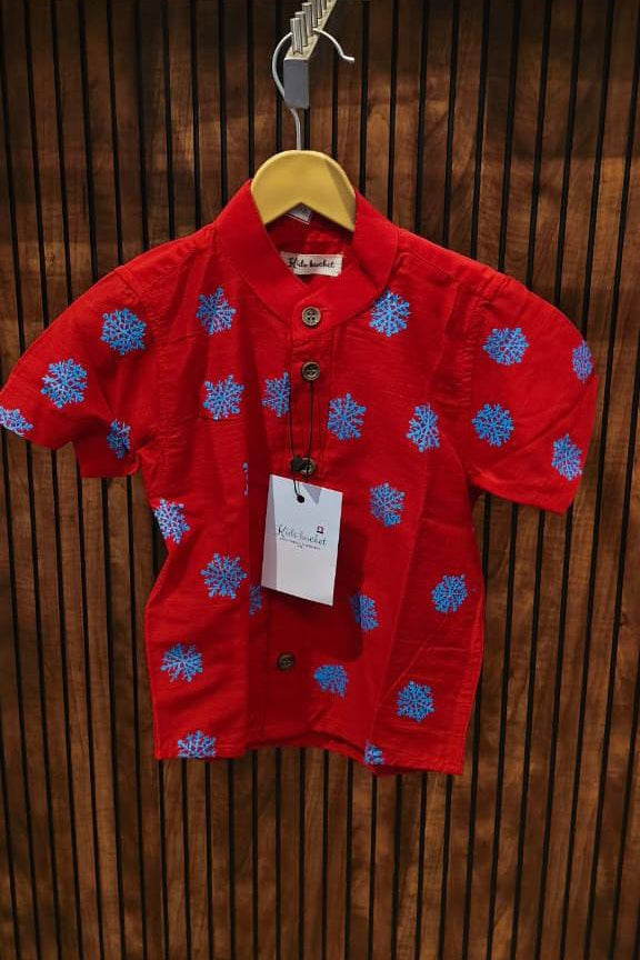 Blue Snowflake Charm Shirt - KBBXS015