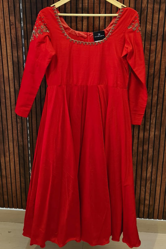 Deep Red Full Sleeve Gown  - RDHC002
