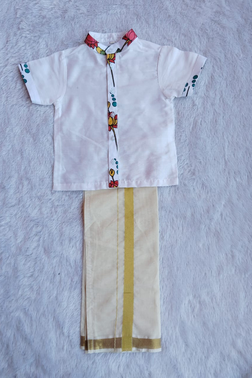 Kerala Kids Floral Mundu Set - KBBCS0019
